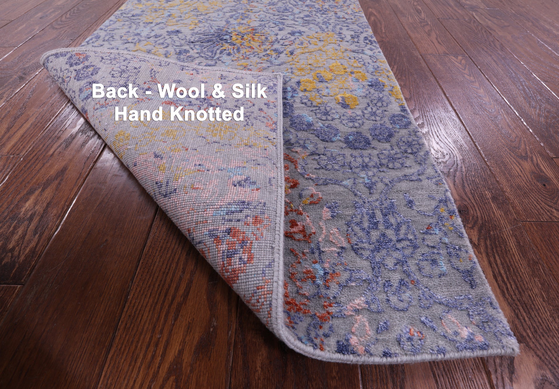 Grey Abstract Contemporary Hand Knotted Wool & Silk Runner Rug - 2' 5" X 8' 8" - Golden Nile