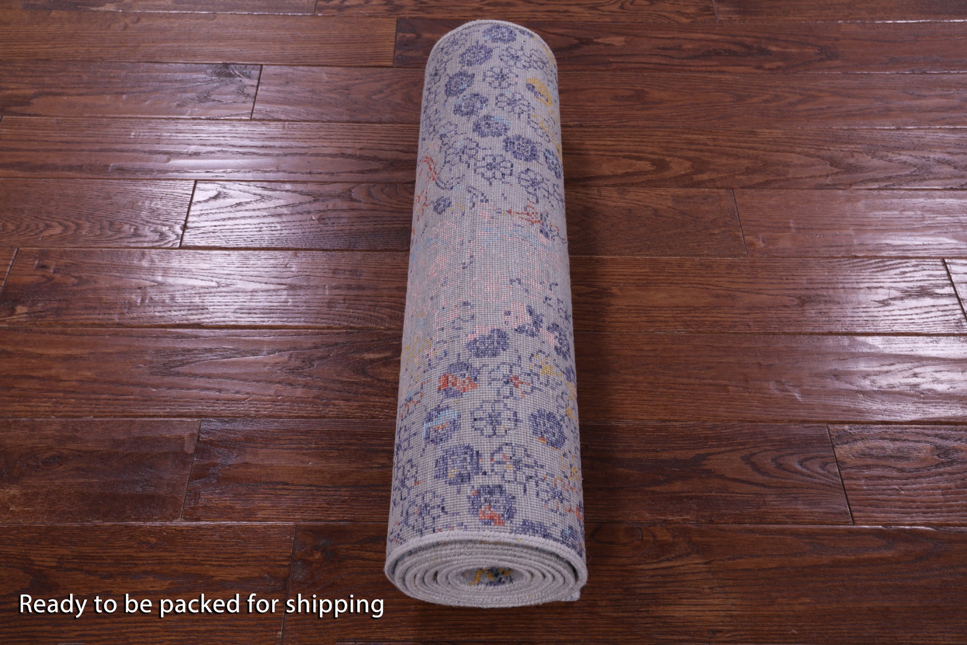 Grey Abstract Contemporary Hand Knotted Wool & Silk Runner Rug - 2' 5" X 8' 8" - Golden Nile
