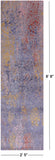 Grey Abstract Contemporary Hand Knotted Wool & Silk Runner Rug - 2' 5" X 8' 8" - Golden Nile