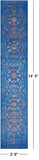 Blue Contemporary Hand Knotted Wool & Silk Runner Rug - 2' 6" X 14' 3" - Golden Nile