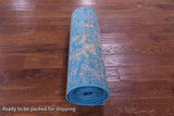 Blue Contemporary Hand Knotted Wool & Silk Runner Rug - 2' 6" X 14' 3" - Golden Nile