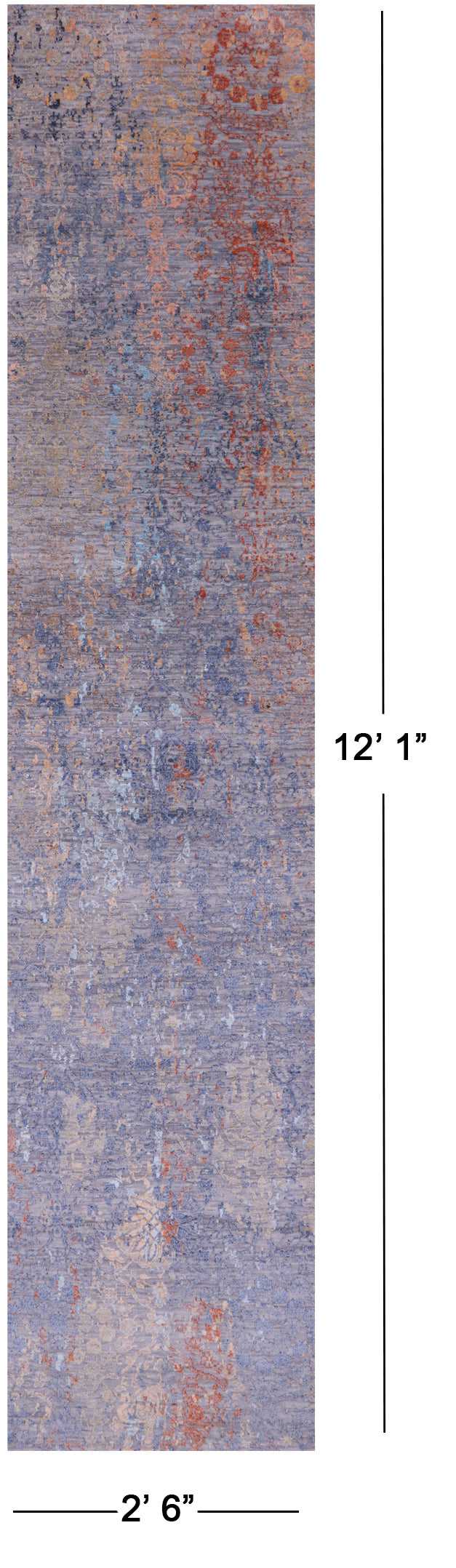 Abstract Contemporary Hand Knotted Wool & Silk Runner Rug - 2' 6" X 12' 1" - Golden Nile