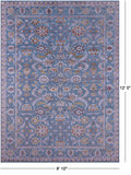 Blue Persian Tabriz Handmade Wool & Silk Rug - 8' 10" X 12' 0" - Golden Nile