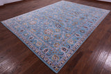 Blue Persian Tabriz Handmade Wool & Silk Rug - 8' 10" X 12' 0" - Golden Nile