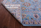 Blue Persian Tabriz Handmade Wool & Silk Rug - 8' 10" X 12' 0" - Golden Nile