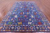 Blue Persian Fine Serapi Handmade Wool Rug - 9' 11" X 13' 11" - Golden Nile