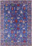 Blue Persian Fine Serapi Handmade Wool Rug - 9' 11" X 13' 11" - Golden Nile