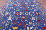 Blue Persian Fine Serapi Handmade Wool Rug - 9' 11" X 13' 11" - Golden Nile
