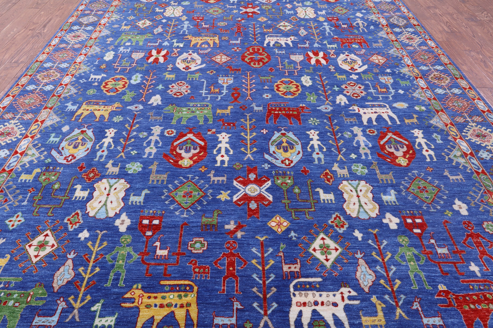 Blue Persian Fine Serapi Handmade Wool Rug - 9' 11" X 13' 11" - Golden Nile