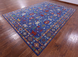 Blue Persian Fine Serapi Handmade Wool Rug - 9' 11" X 13' 11" - Golden Nile