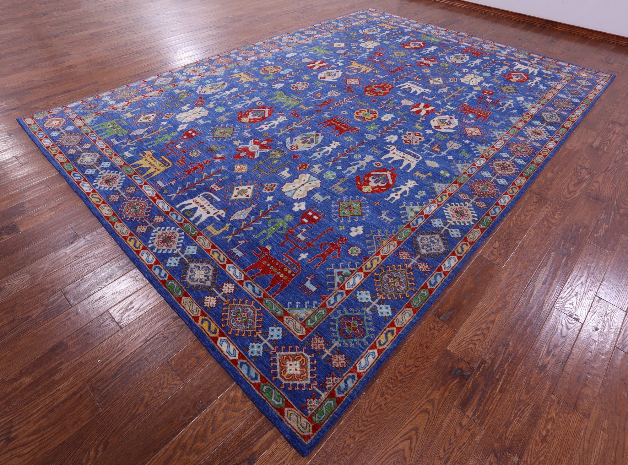 Blue Persian Fine Serapi Handmade Wool Rug - 9' 11" X 13' 11" - Golden Nile
