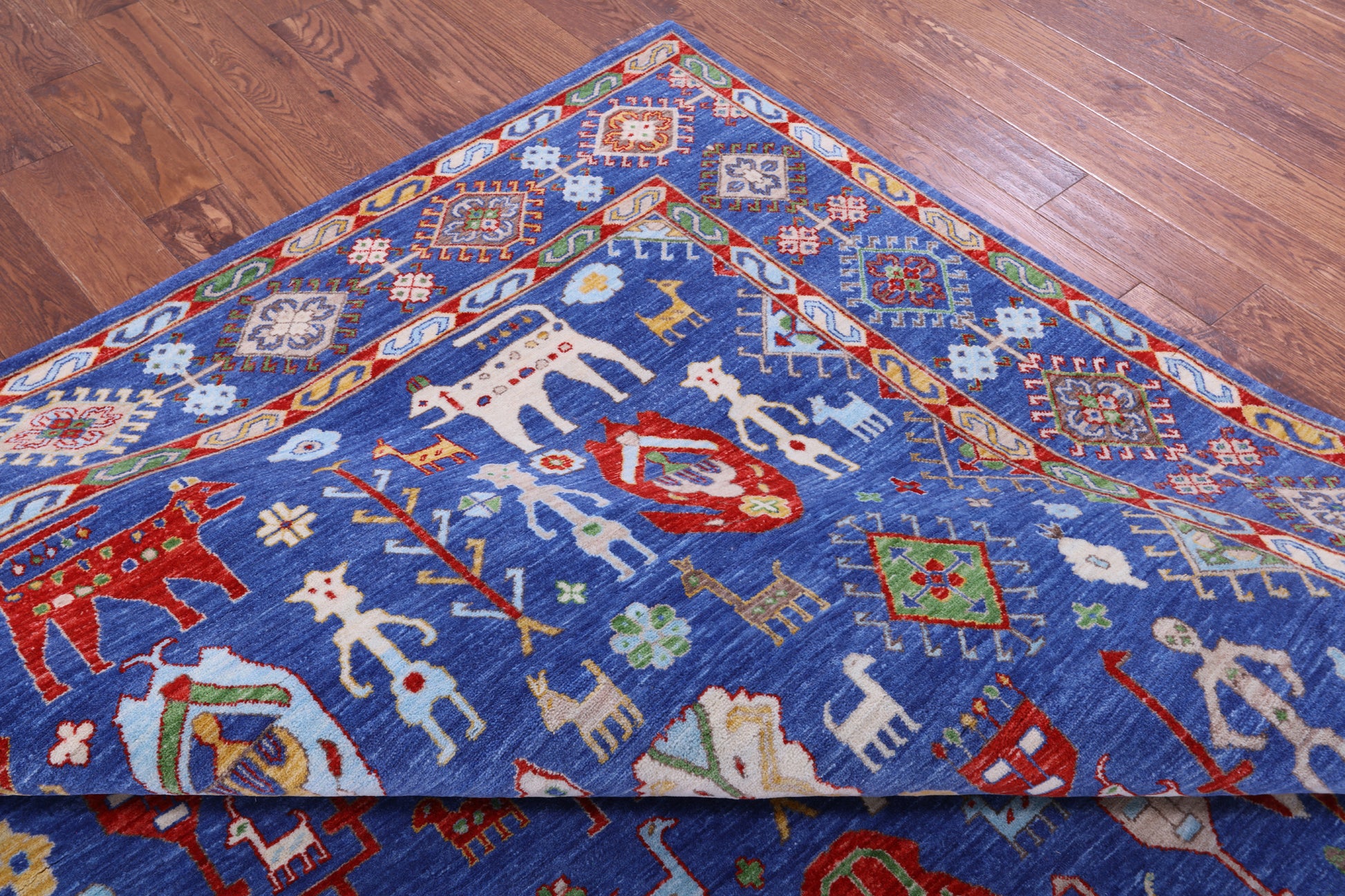 Blue Persian Fine Serapi Handmade Wool Rug - 9' 11" X 13' 11" - Golden Nile