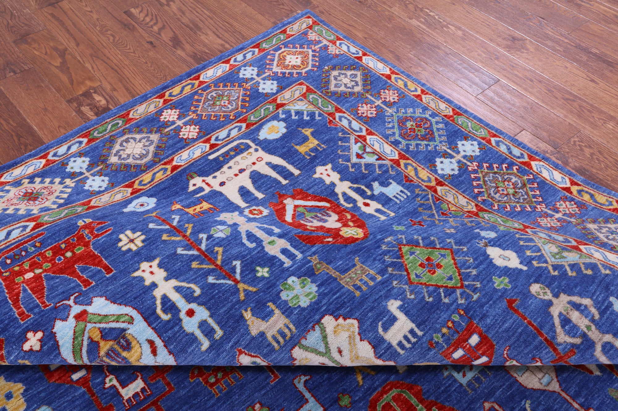 Blue Persian Fine Serapi Handmade Wool Rug - 9' 11" X 13' 11" - Golden Nile