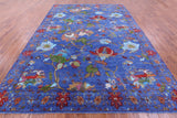 Blue William Morris Hand Knotted Wool Rug - 8' 11" X 12' 0" - Golden Nile