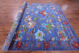 Blue William Morris Hand Knotted Wool Rug - 8' 11" X 12' 0" - Golden Nile