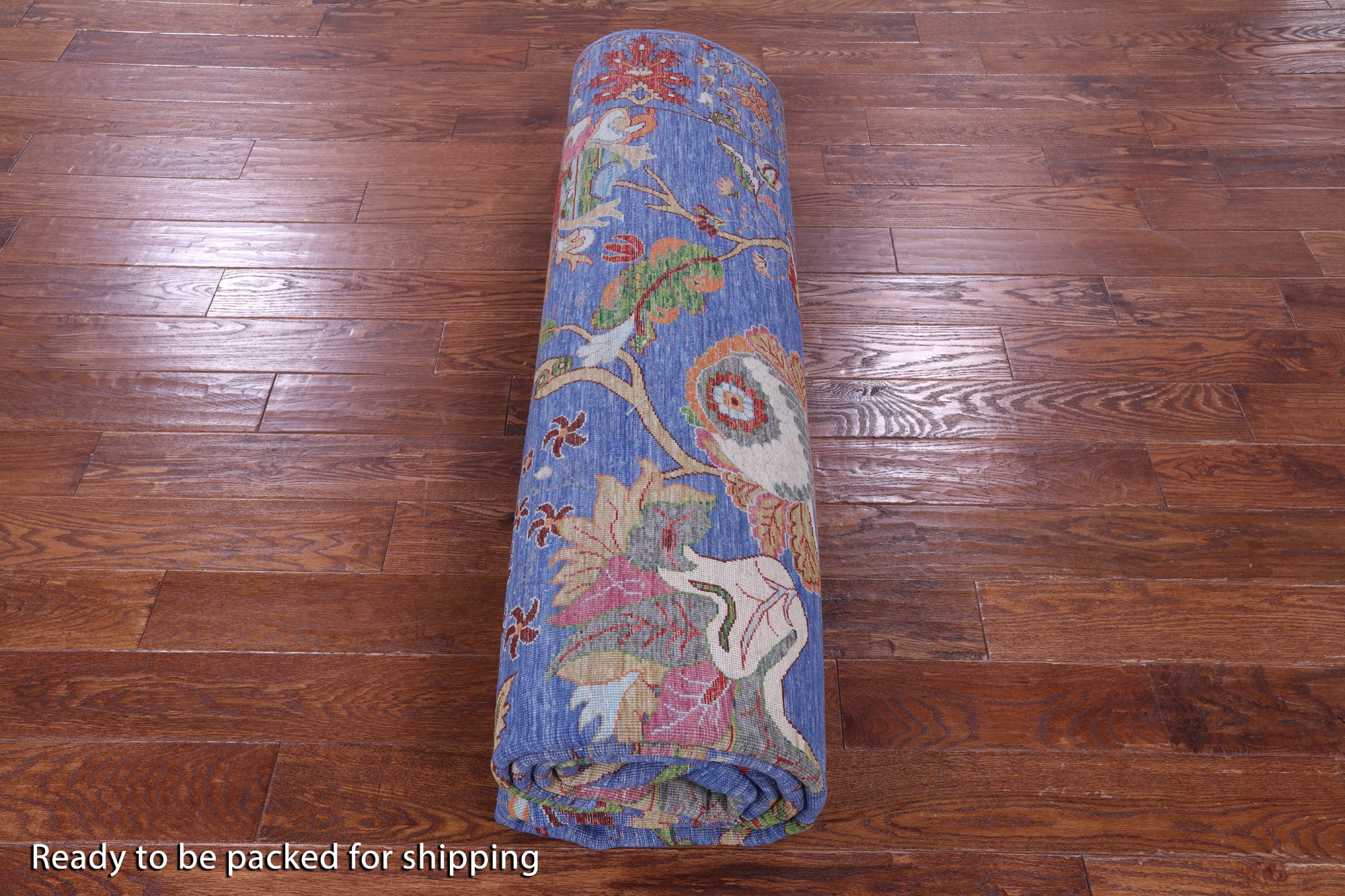 Blue William Morris Hand Knotted Wool Rug - 8' 11" X 12' 0" - Golden Nile
