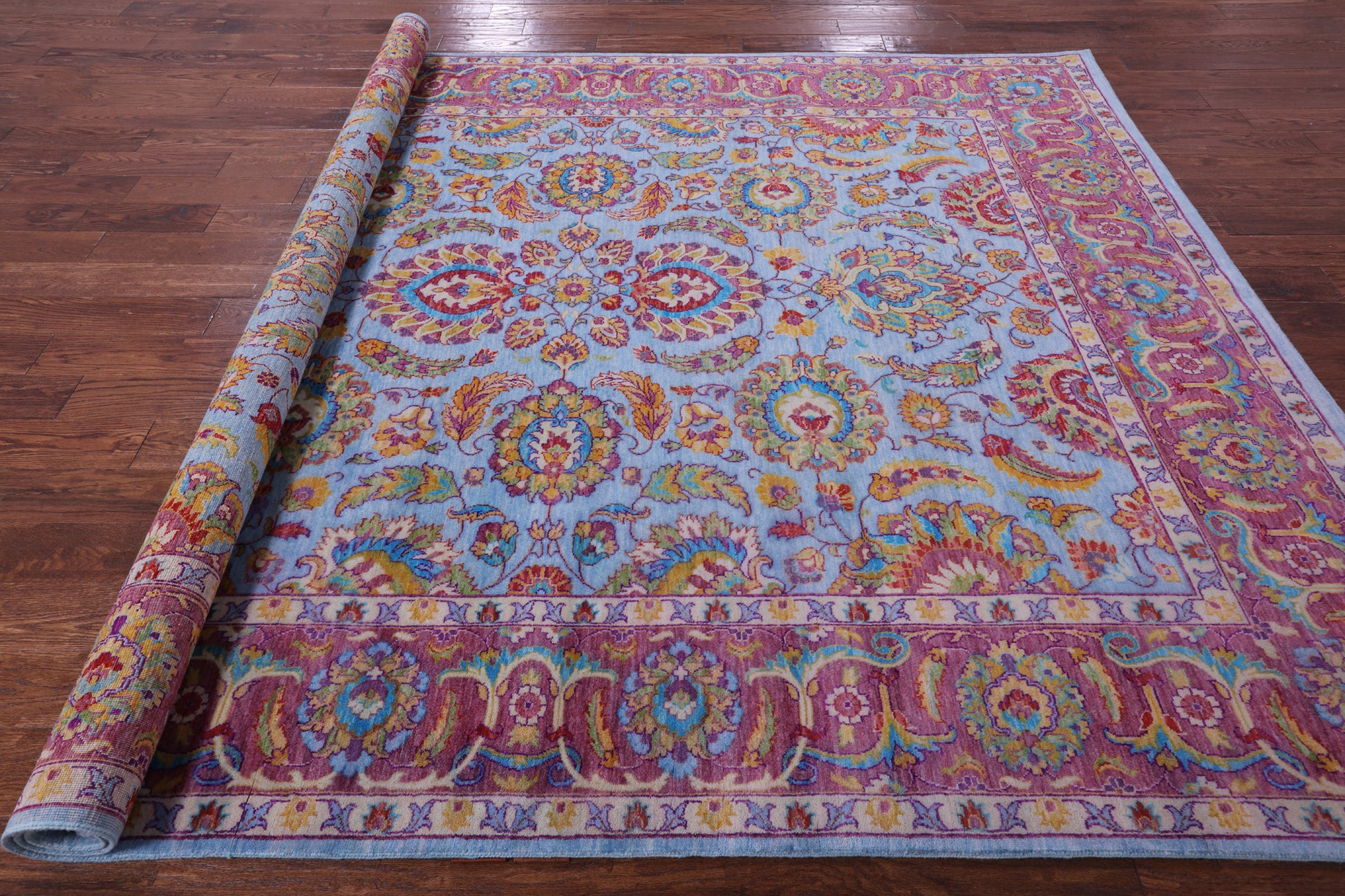 Blue Persian Tabriz Hand Knotted Wool Rug - 8' 0" X 10' 2" - Golden Nile