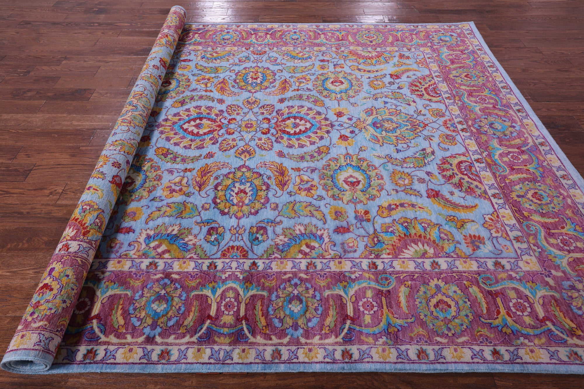 Blue Persian Tabriz Hand Knotted Wool Rug - 8' 0" X 10' 2" - Golden Nile