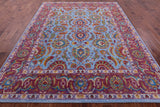 Blue Persian Tabriz Hand Knotted Wool Rug - 8' 0" X 10' 2" - Golden Nile
