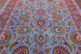 Blue Persian Tabriz Hand Knotted Wool Rug - 8' 0" X 10' 2" - Golden Nile