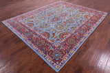 Blue Persian Tabriz Hand Knotted Wool Rug - 8' 0" X 10' 2" - Golden Nile