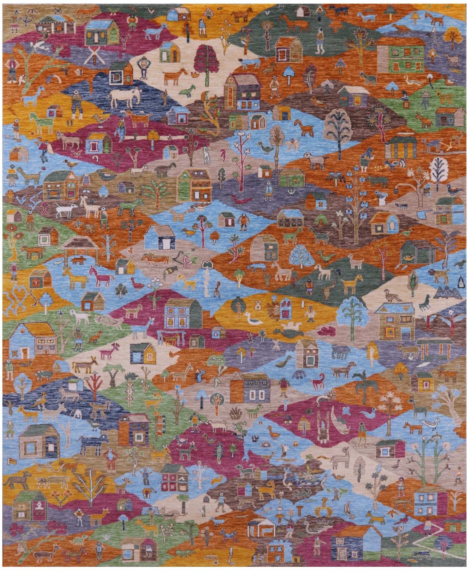 Tribal Persian Gabbeh Hand Knotted Wool Rug - 7' 11" X 9' 9" - Golden Nile