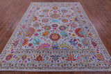 Grey Persian Tabriz Hand Knotted Wool Rug - 7' 11" X 10' 0" - Golden Nile