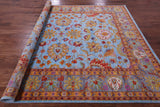 Blue Persian Tabriz Hand Knotted Wool Rug - 8' 0" X 10' 0" - Golden Nile