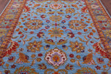 Blue Persian Tabriz Hand Knotted Wool Rug - 8' 0" X 10' 0" - Golden Nile