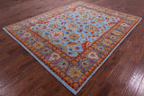 Blue Persian Tabriz Hand Knotted Wool Rug - 8' 0" X 10' 0" - Golden Nile