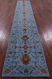 Blue Peshawar Hand Knotted Wool Runner Rug - 2' 8" X 15' 0" - Golden Nile