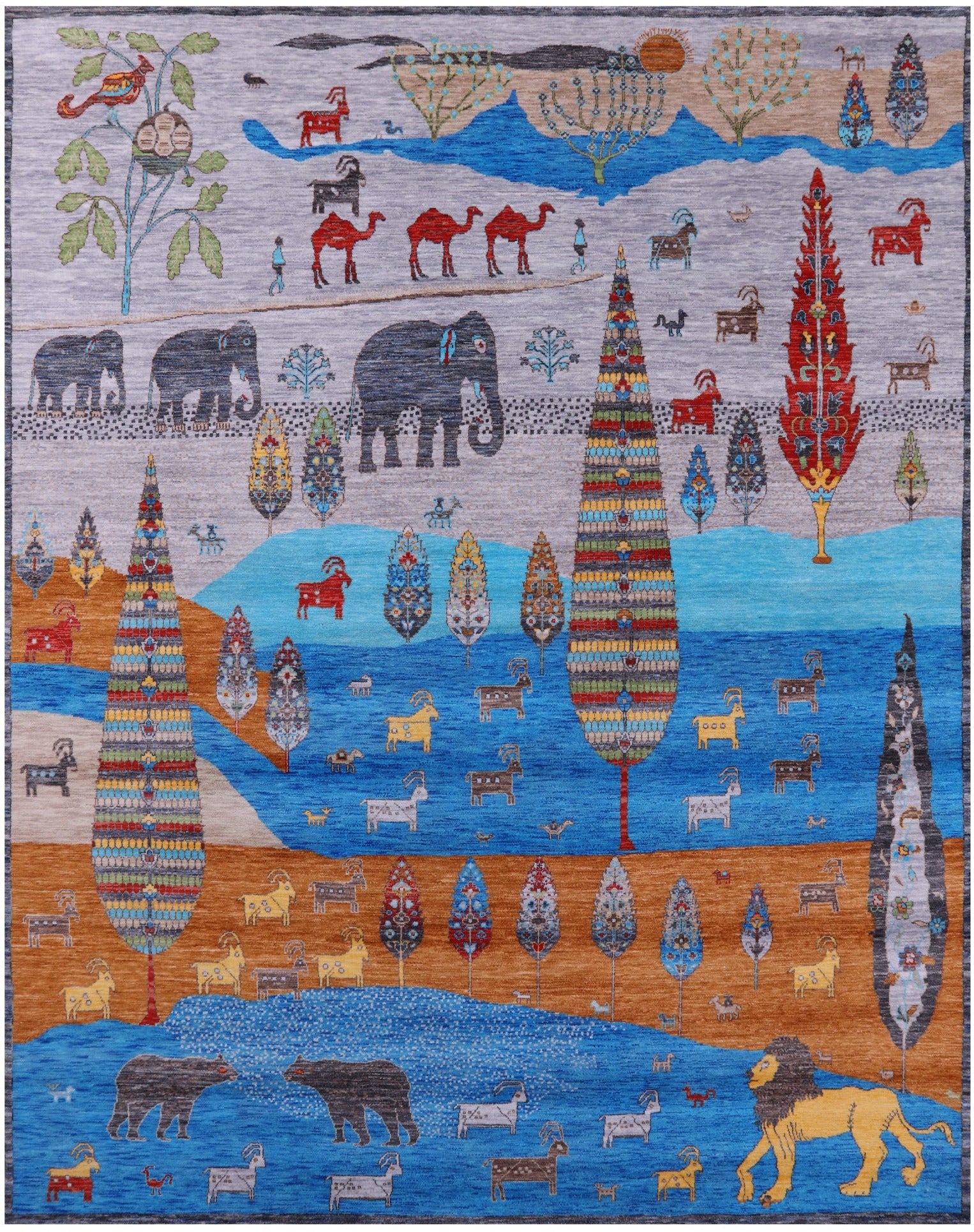 Tribal Persian Gabbeh Hand Knotted Wool Rug - 8' 0" X 10' 1" - Golden Nile