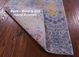 Grey Abstract Contemporary Handmade Wool & Silk Runner Rug - 2' 5" X 8' 4" - Golden Nile