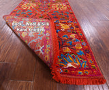 Orange Persian Tabriz Hand Knotted Wool & Silk Runner Rug - 2' 7" X 10' 0" - Golden Nile