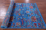 Blue Persian Tabriz Handmade Wool & Silk Rug - 5' 1" X 11' 6" - Golden Nile