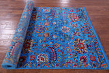 Blue Persian Tabriz Handmade Wool & Silk Rug - 5' 1" X 11' 6" - Golden Nile