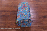Blue Persian Tabriz Handmade Wool & Silk Rug - 5' 1" X 11' 6" - Golden Nile