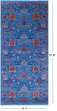 Blue Persian Tabriz Handmade Wool & Silk Rug - 5' 1" X 11' 6" - Golden Nile