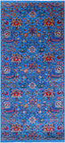 Blue Persian Tabriz Handmade Wool & Silk Rug - 5' 1" X 11' 6" - Golden Nile