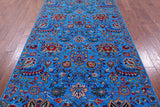 Blue Persian Tabriz Handmade Wool & Silk Rug - 5' 1" X 11' 6" - Golden Nile