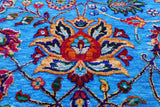 Blue Persian Tabriz Handmade Wool & Silk Rug - 5' 1" X 11' 6" - Golden Nile