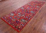 Red Persian Tabriz Handmade Wool & Silk Runner Rug - 4' 0" X 12' 3" - Golden Nile