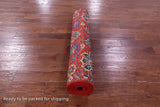 Red Persian Tabriz Handmade Wool & Silk Runner Rug - 4' 0" X 12' 3" - Golden Nile