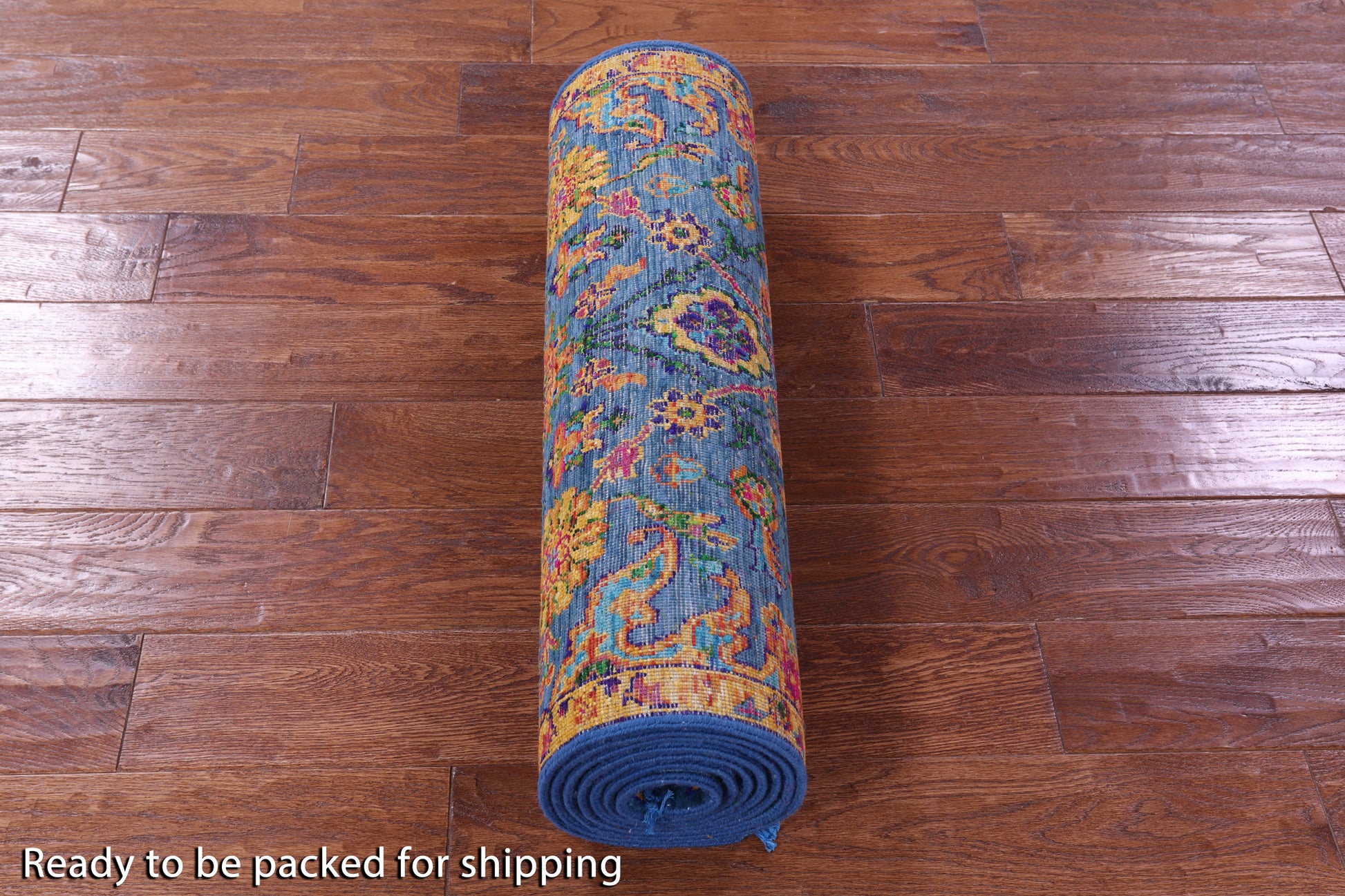 Blue Persian Tabriz Hand Knotted Wool & Silk Runner Rug - 2' 6" X 9' 11" - Golden Nile