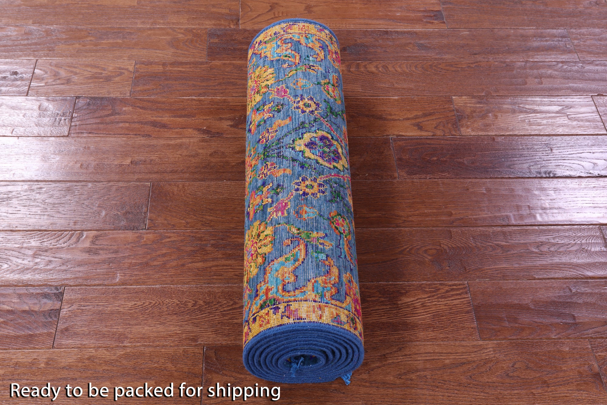 Blue Persian Tabriz Hand Knotted Wool & Silk Runner Rug - 2' 6" X 9' 11" - Golden Nile