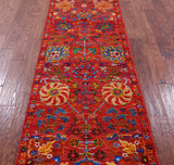 Orange Persian Tabriz Hand Knotted Wool & Silk Runner Rug - 2' 7" X 9' 11" - Golden Nile