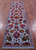 Blue Persian Tabriz Hand Knotted Wool & Silk Runner Rug - 2' 8" X 10' 2" - Golden Nile