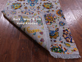 Grey Persian Tabriz Handmade Wool & Silk Runner Rug - 2' 6" X 10' 2" - Golden Nile