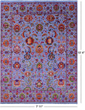 Blue Persian Tabriz Handmade Wool & Silk Rug - 7' 11" X 10' 4" - Golden Nile