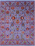 Blue Persian Tabriz Handmade Wool & Silk Rug - 7' 11" X 10' 4" - Golden Nile